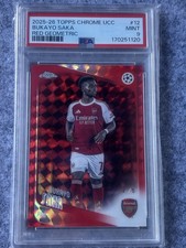 Marketplace image: 2025-26 Topps Chrome UEFA Bukayo Saka Arsenal #12 Red Geometric /5 PSA 9 1/1