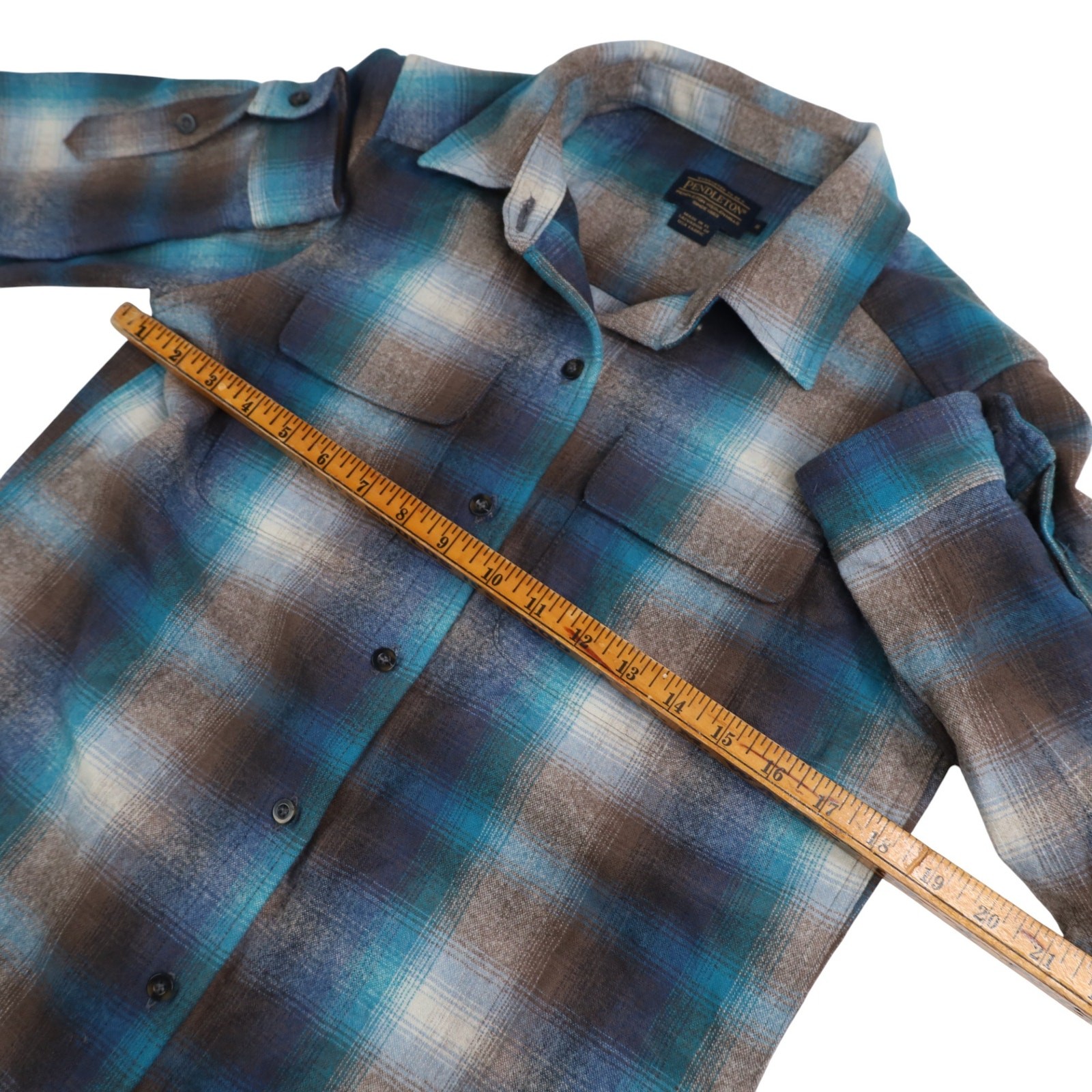 Pendleton Shadow Plaid Wool Flannel Button Up Shi… - image 8