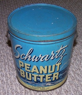 Vintage Schwartz Peanut Butter 4 Pounds Net Tin Can Pail Bucket Halifax Montreal