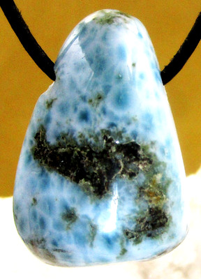 LARIMAR XL  Freeform  Trommelstein gebohrt EDELSTEIN ANHÄNGER  AA-Qualität Nr.66