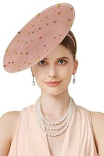 Fascinators Hats for Women - Tea Party Cocktail Fascinator Flat Nude Pink