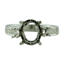 925 Sterling Silver 8x10mm Oval Semi Mount Three-Stone Ring For Wedding Ring