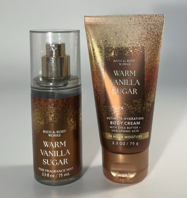 Bath & Body Works WARM VANILLA SUGAR Mini Fragrance Mist & Body Cream Set NEW