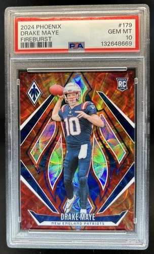 2024 Panini Phoenix Drake Maye RC FireBurst Rookie #/350 Patriots PSA 10