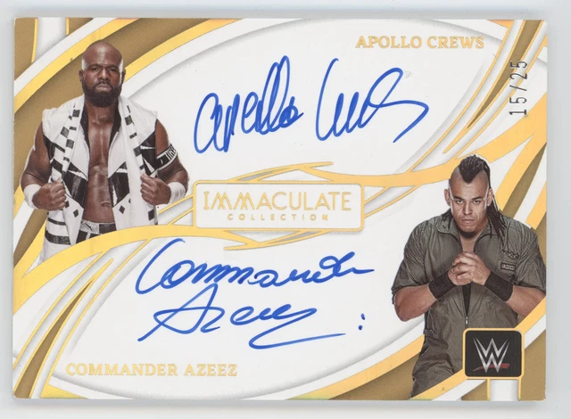 2022 Panini Immaculate WWE Dual Autos Commander Azeez/Apollo Crews Gold 15/25