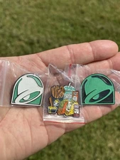 3 Taco Bell Hat Pins Baja Blast Nacho Fries Fire Hot Sauce SEE MY OTHER ITEMS