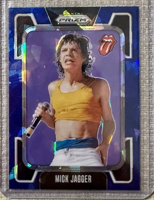 2025 Panini Prizm The Rolling Stones Mick Jagger BLUE CRACKED ICE PRIZM 28/75!!