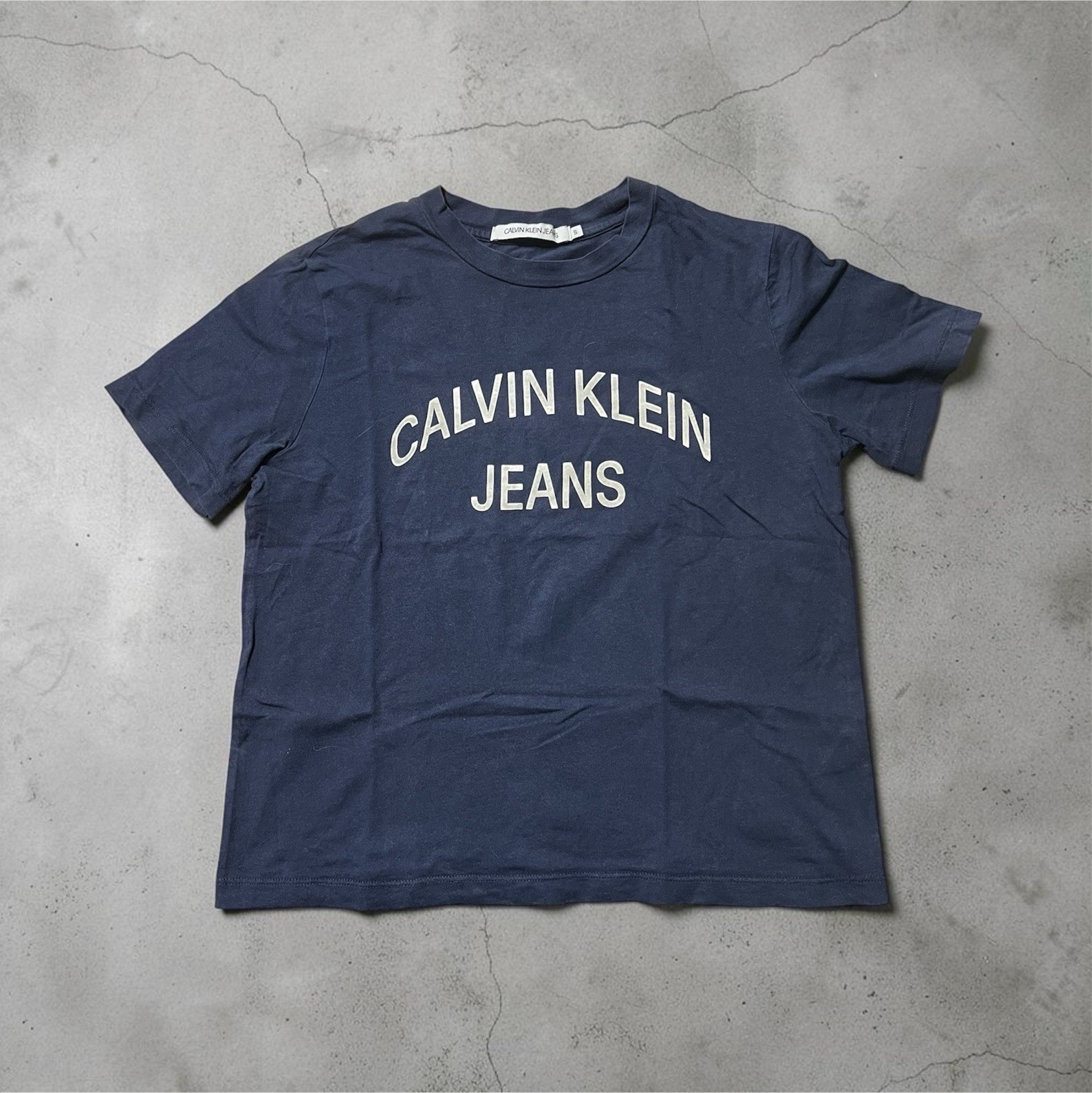 Calvin Klein Jeans T-shirt donna blu girocollo manica corta jersey cotone logo S