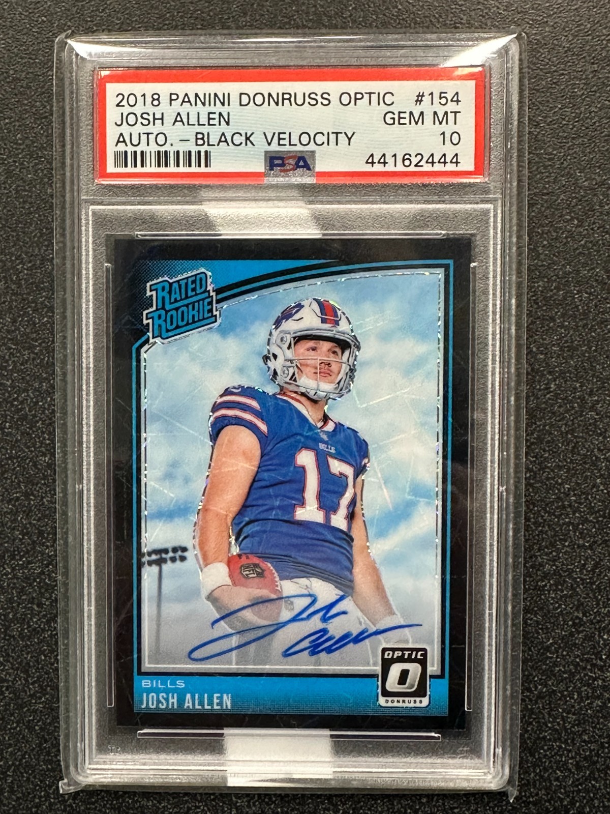 2018 JOSH ALLEN DONRUSS OPTIC RATED ROOKIE BLACK VELOCITY AUTO /25 - PSA 10