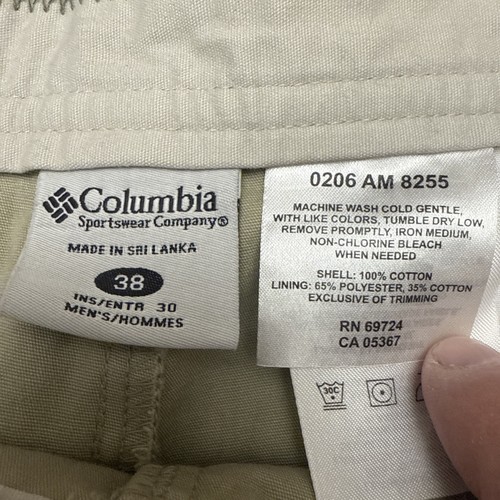 VINTAGE Mens Columbia Pants Men's Size 38x30 Tan Relaxed Fit Baggy, Pockets - Picture 6 of 8
