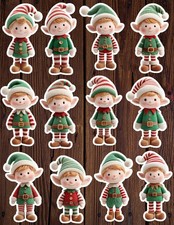 Christmas Elf Die Cut Vinyl Stickers Set Scrapbooking Laptop Water Bottle