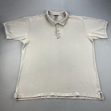 Vintage Nike Polo Shirt Mens 2XL Beige Center Swoosh Logo Sportswear Golf 90s