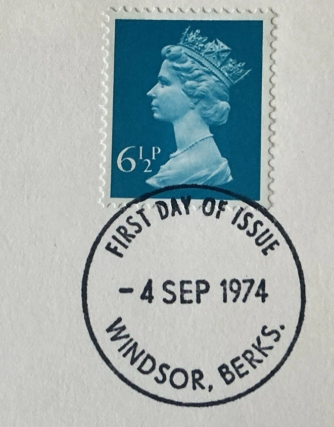 GB QEII 1974 Nuevo valor de máquina 6 1/2p Stuart en relieve FDC Windsor FDI Cat £8 Foto 2 de 3