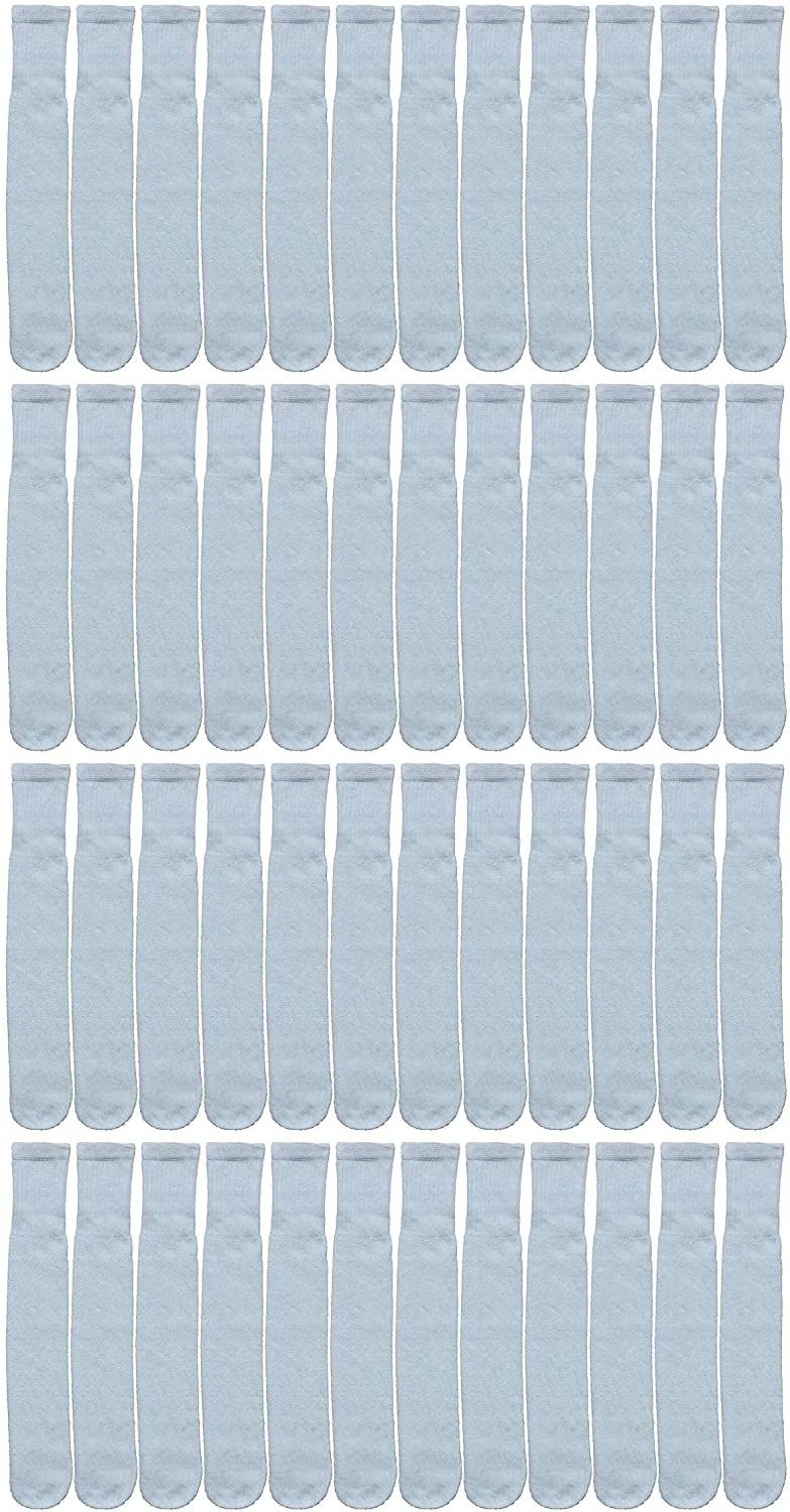 Unisex Wholesale Bulk Cotton Tube Socks,(48 Pk White,Mens 10-13(Shoe Size 7-12)