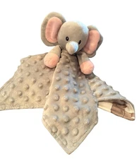 Elephant Baby Security Blanket Soft Minky Dot Fabric Lovey Gray Boritar NWT
