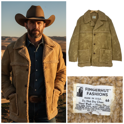#ad #ad Vintage 1970#x27;s Fingerhut Faux Suede Sherpa Lined Ranch Coat Sz 46 Marlboro Man $89.99