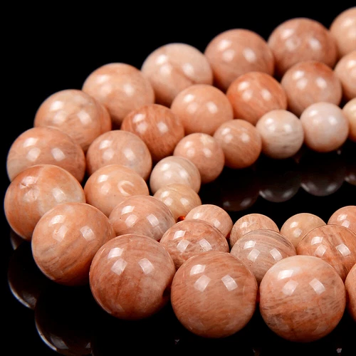 Natural Orange Feldspar Sunstone AA Round 5MM 6MM 7MM 8MM 9MM 10MM Beads (D307) - Picture 1 of 3