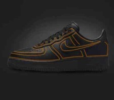 Custom Nike Air Force 1 Black Shoes 'Orange Cartoon Outline' Mens Womens Kids