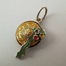 Vintage STERLING SILVER Enamel STRAW HAT Charm for Bracelet PENDANT Summer NEW