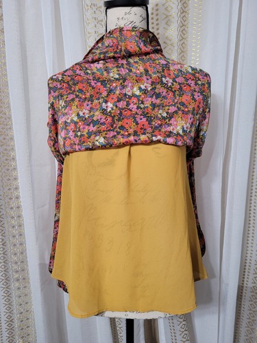 MELLODAY Floral Print Long Bishop Sleeves Neck Tie Lined Blouse Women's Medium - 第 8/17 張圖片