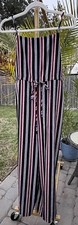 Forever 21 Striped, Wide Leg, Spaghetti Strapped Jumpsuit. Size Med. Preloved.