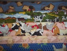 FARM horse pig ROOSTER chicken cow Cotton FABRIC U-Pick SS INFO 1/2 yd BTHY