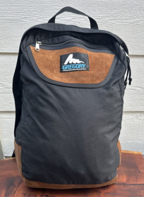 Vintage Gregory Blue Tag Daypack Black Nylon with Brown Leather