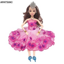 Pink Flower Dancing Costume Dress Lace Dresses For 11.5" 1/6 Doll Clothes Toy