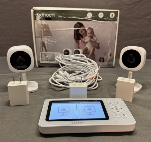 Open Box‼️Bonoch 4.3" Baby Monitor with 2 Cameras, 720p Split Screen white - Picture 4 of 11