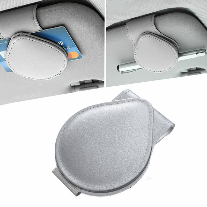 Auto Eye Glasses Clip Holder Leather Fastener Car Sunglasses Sun Visor Mount