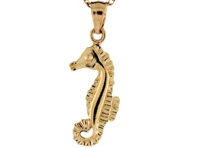 10k oder 14k Gelbgold niedliches Seepferdchen Sea Life Collection Charm Anhänger
