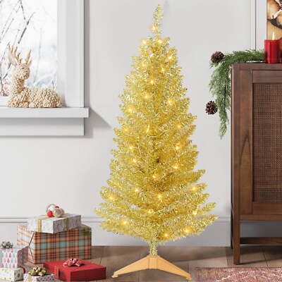 4ft Artificial Lighted Christmas Tree Small Fake Mini Xmas Tree For Party Décor