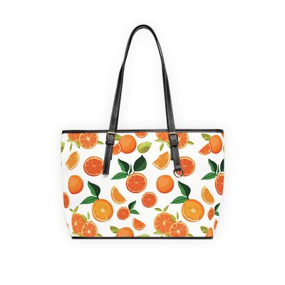 Fruit Print Bag, Trendy Leather Purse, Oranges Pattern, Chic Women's Accessory
