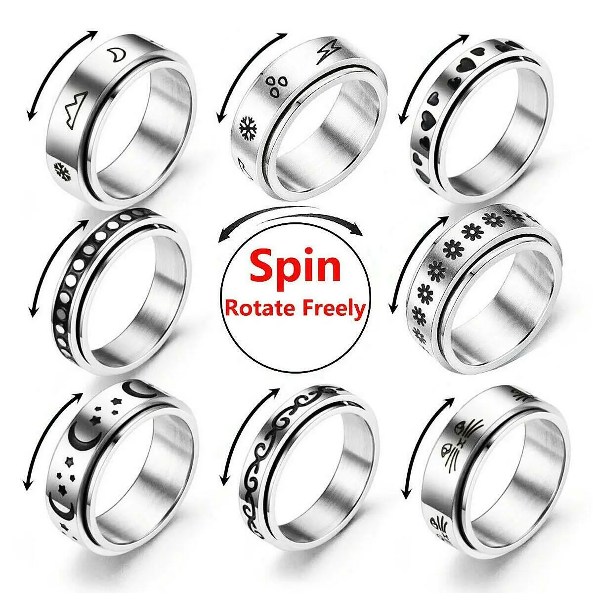 Amazon.com: MANBU Sterling Silver Fidget Spinner Ring - Bee Anxiety Relief  Meditation Spinner Ring Animal Stress Relieving Ring Jewelry Gift for Women  Teens (6#): Clothing, Shoes & Jewelry