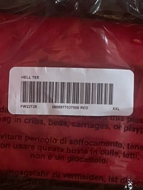 SUPREME Hell Tee Red SIZE XXL FW24 AUTHENTIC | eBay