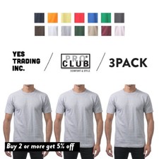 3 PACK PROCLUB MENS COMFORT SHORT SLEEVE T SHIRTS PRO CLUB CASUAL COTTON T SHIRT