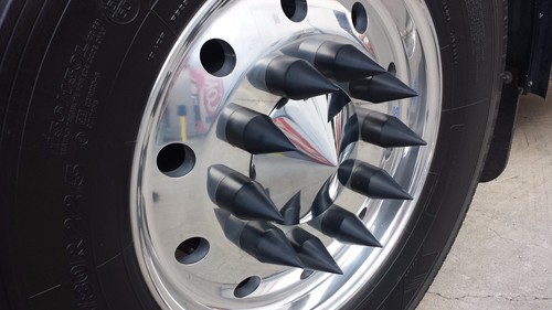 BLACK 33mm Thread-on Spike Lug Nut Covers 4-1/8