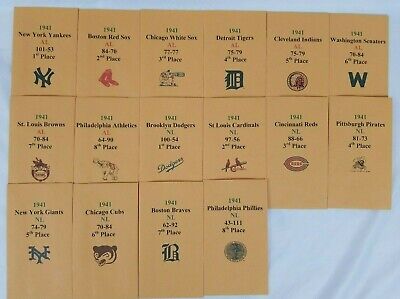 1984 APBA Baseball Printed Storage Envelopes with Stats and Team Logo