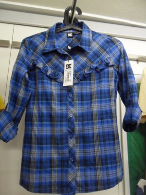 DC W's Hemd Ray blue blau Bluse Womens Damen Sk8 Skater S M 3/4 Arm NEU