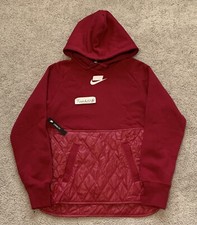 New Women's Nike Sportswear Quilted Fleece Pullover Hoodie sz XS CJ6253 620