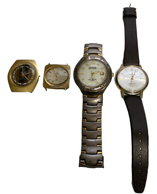 Vintage Swiss DIANTUS BENRUS SEIKO HELBROS Watches Lot For Parts Only Japan Mvmt