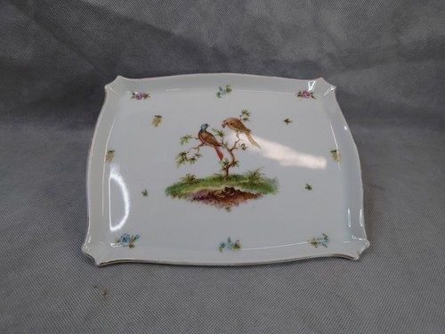 German Porcelain Sandwich Plate Tray Hand Painted 9" X 7"