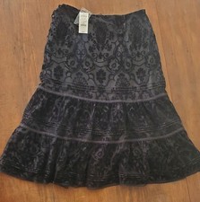 Express midi skirt Black floral burnout velvet Boho Goth Sz 7/8 NWT circa 2000