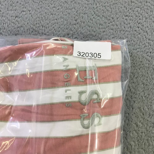 GUESS Shirt Men Small Pink White Striped Crew Neck Long Sleeve Spell Out - Picture 10 of 10