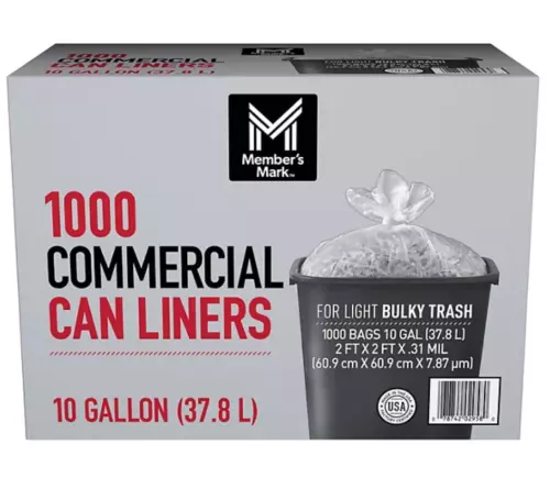 Member's Mark 10-Gallon Commercial Can Liners – Reliable & Efficient, 1000 Ct