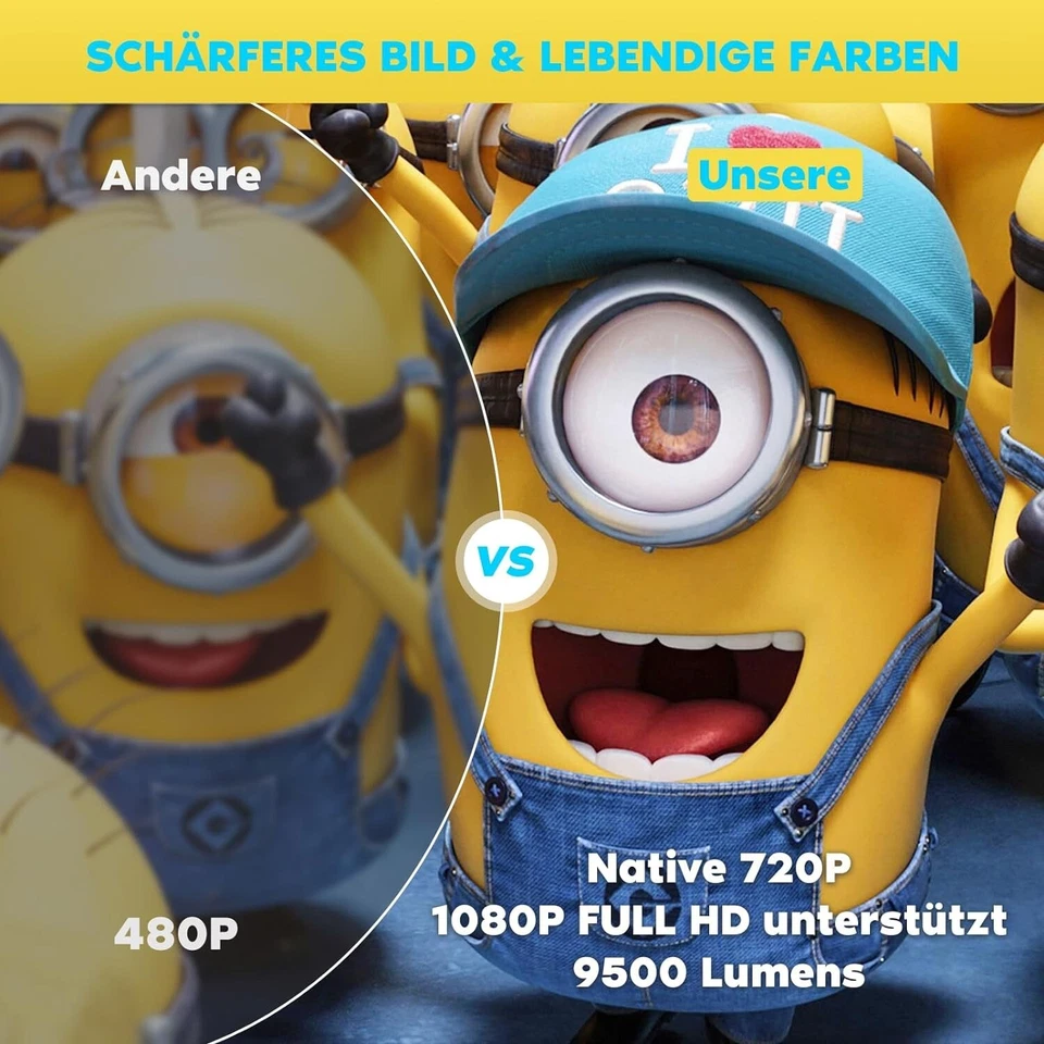 Beamer Mini Bluetooth Projektor Full HD 1080P Tragbarer HDMI USB TV Stick B1109 - Bild 2 von 4