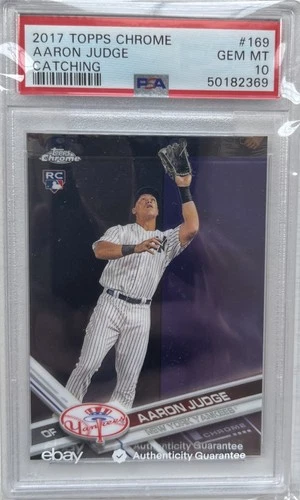 2017 Topps Chrome Aaron Judge Catching #169 Rookie Card Graded PSA 10 Gem MT