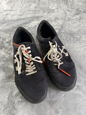 Off-White Low Vulcanized Canvas Sneakers Men's Black White Orange Zip Tie Italy
