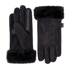 Womens Mya Microsuede Glove With Faux Fur Cuff Detail, Large/X-Large Black