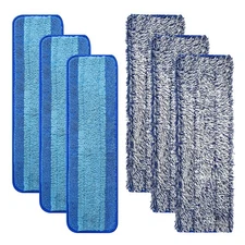 6 Pack Mop Pads for Bona Family of Mops 3 Microfiber Cleaning + 3 Dusting